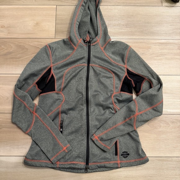 Harley-Davidson Women's Full Zip Hoodie Gray L Performance Fitted Jacket Biker - Picture 5 of 7